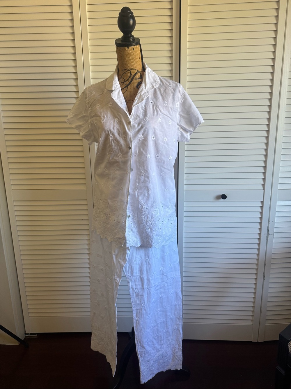 Marks & Spencer White Eyelet Cotton Pajama Set
